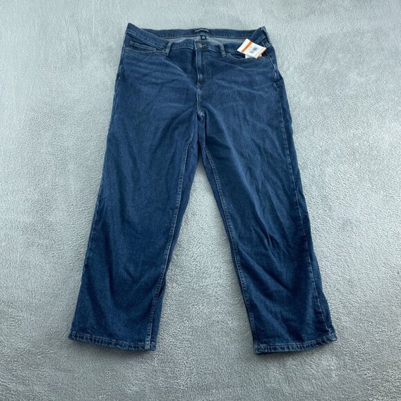 Calvin Klein Womens Straight-Leg Mid-Rise Jeans Size 16 Dark Blue NWT 3399 - Picture 1 of 12